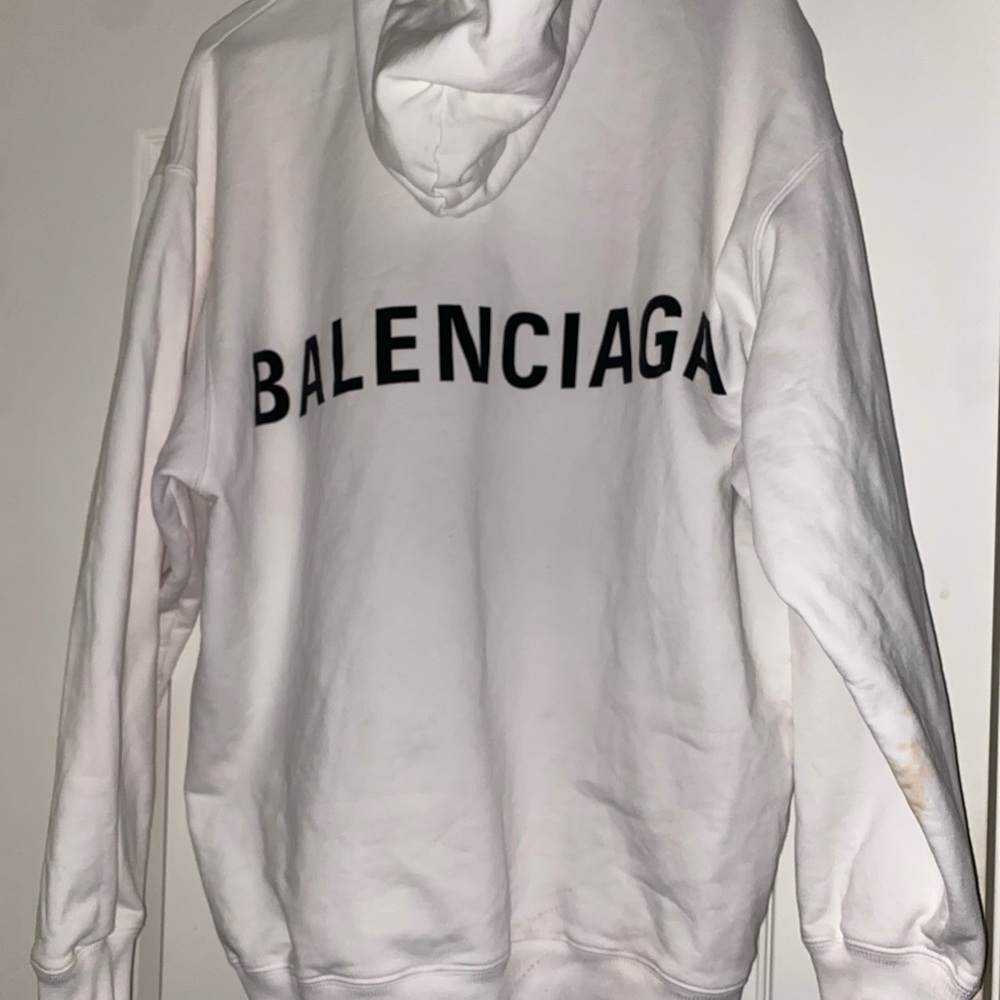 White Balenciaga Archetype Back Logo Hoodie